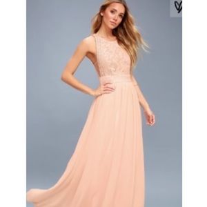 Blush lace maxi dress